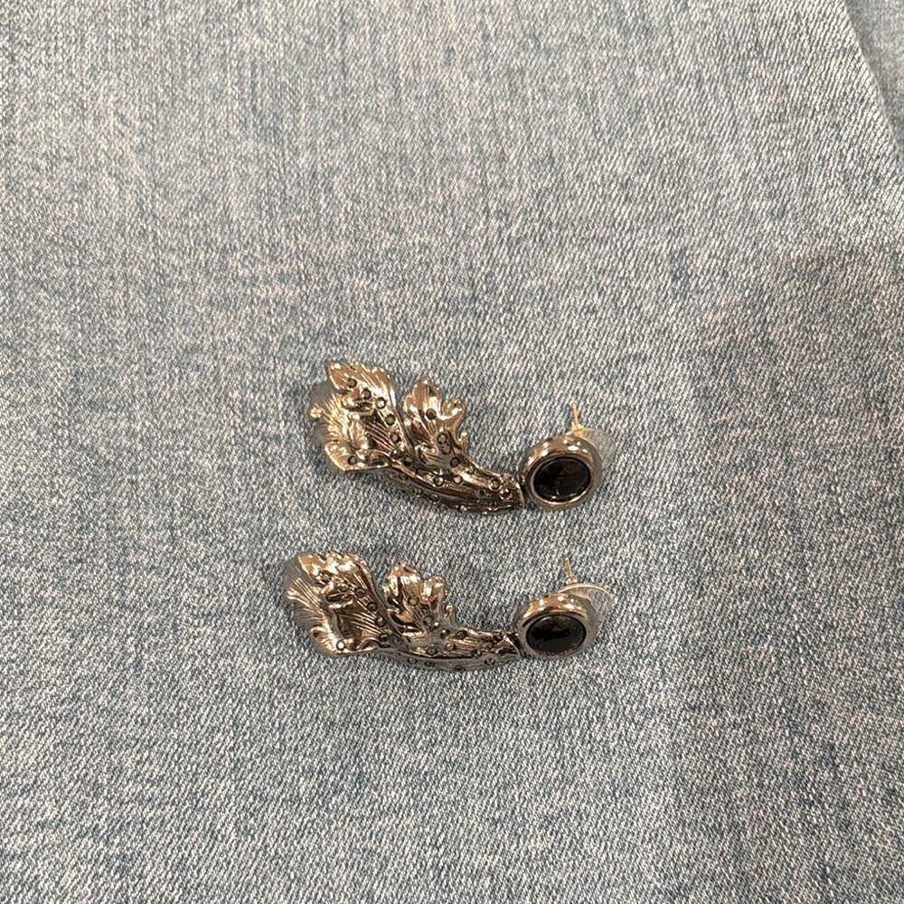 St John Elegant Silver Leaf Earrings